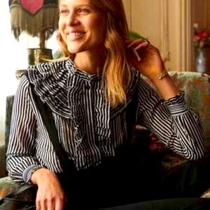 Sézane x Manoush Striped Black and White Women's Top size 36 ( US 4)